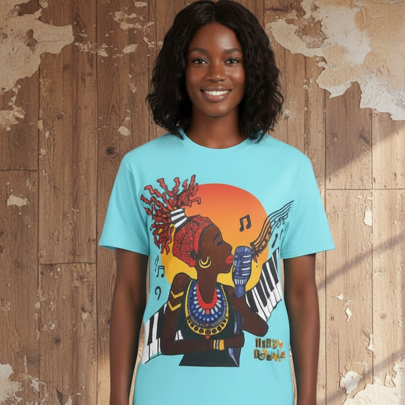 Afro Jazz Singer Graphic T-Shirt, Black History Music Tee, Unisex Garment-Dyed Shirt Printify