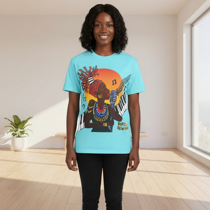 Afro Jazz Singer Graphic T-Shirt, Black History Music Tee, Unisex Garment-Dyed Shirt