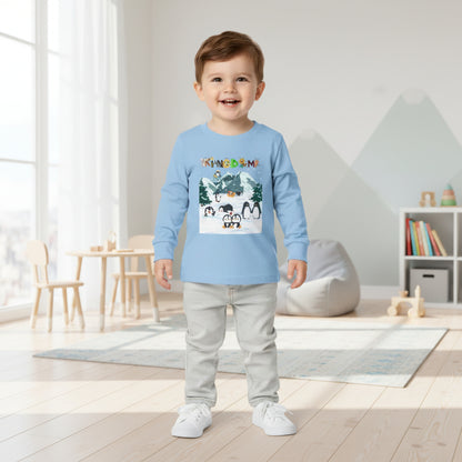 Graphic Penguin Toddler Long Sleeve Tee - Cute Animal Print Shirt for Kids, Winter Theme