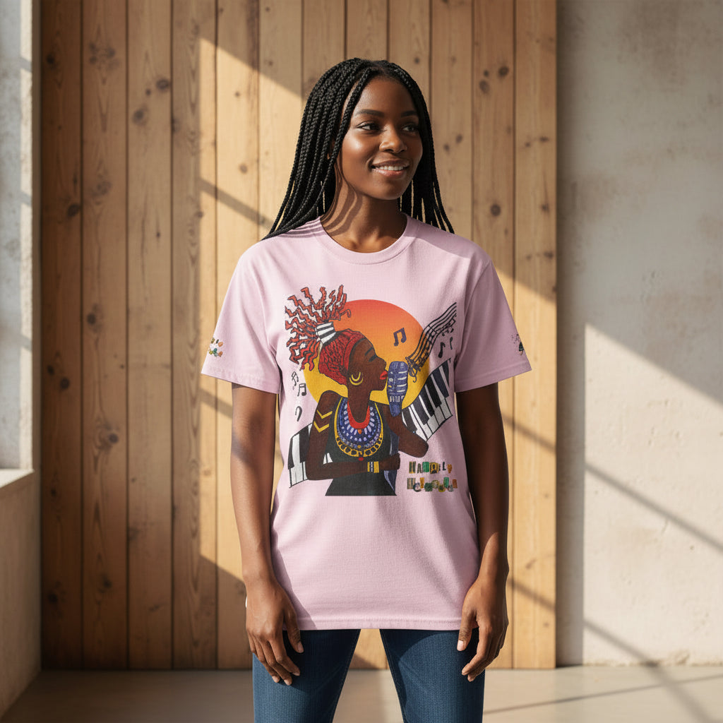 Afro Music Unisex Graphic Tee, Piano Art, Jazz Singer Shirt, Music Lover Gift Printify