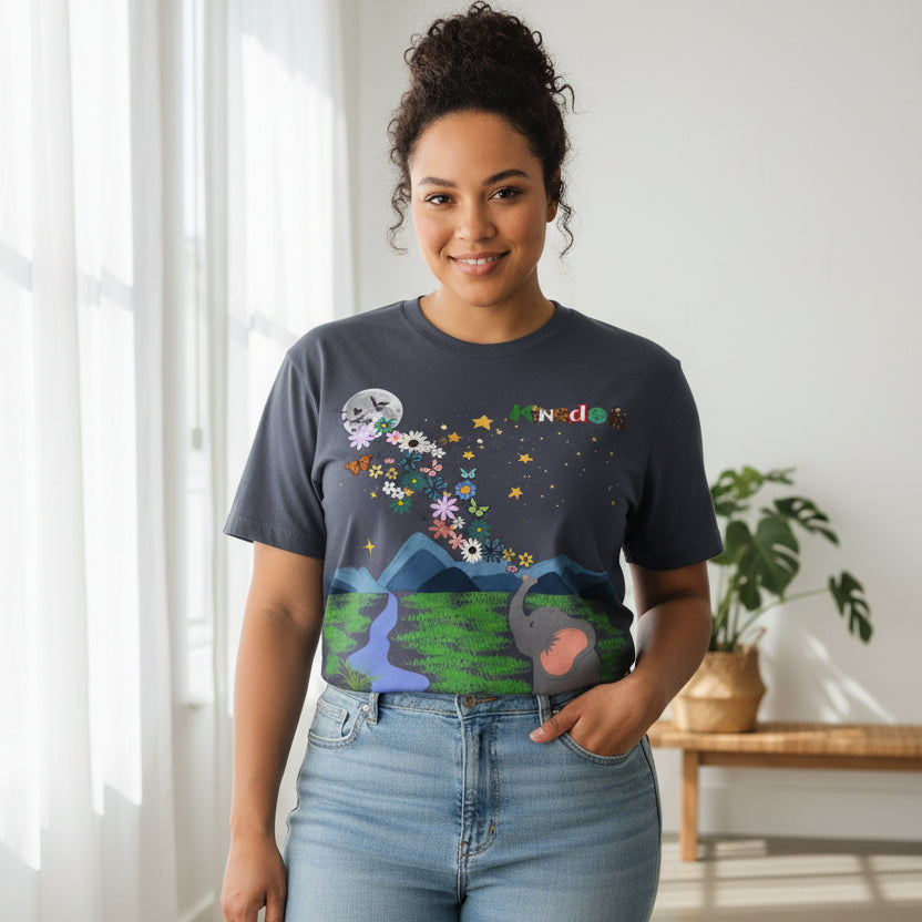 Night Sky Elephant Unisex T-shirt, Nature Graphic Floral Tee, Constellation Shirt