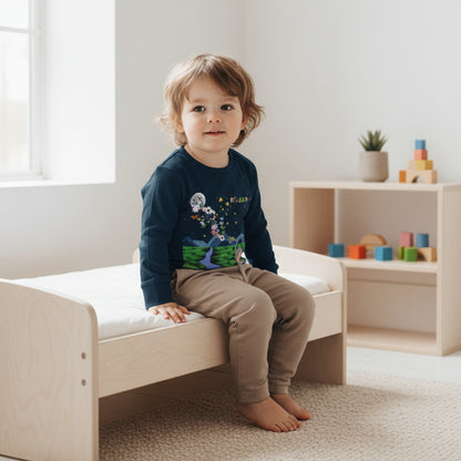 Toddler Long Sleeve Tee - 'Kingdom' Elephant Moon Stars Woodland Graphic