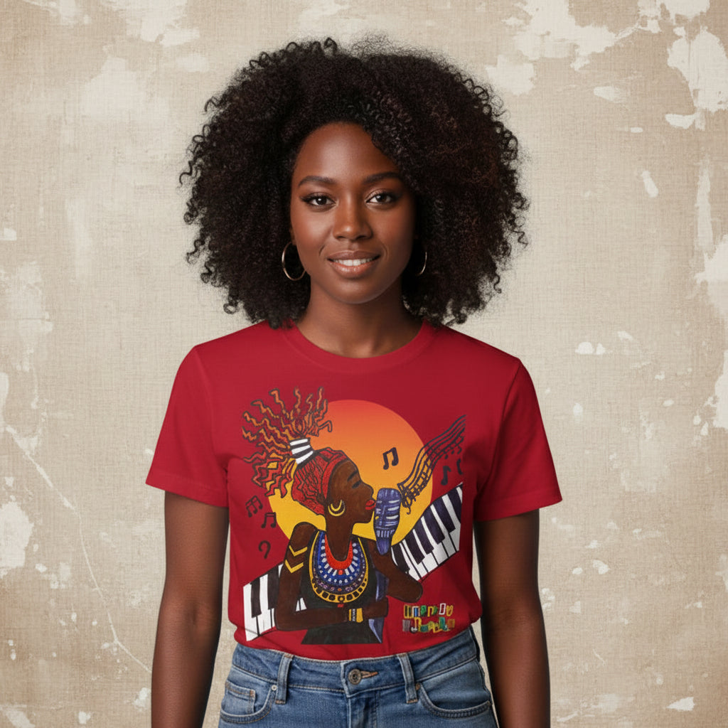 Afro Jazz Singer Graphic T-Shirt, Black History Music Tee, Unisex Garment-Dyed Shirt Printify