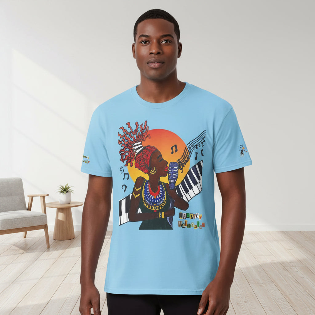 Afro Music Unisex Graphic Tee, Piano Art, Jazz Singer Shirt, Music Lover Gift