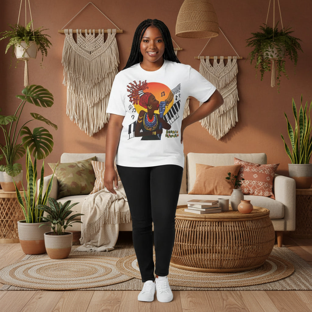 Afro Jazz Singer Graphic T-Shirt, Black History Music Tee, Unisex Garment-Dyed Shirt