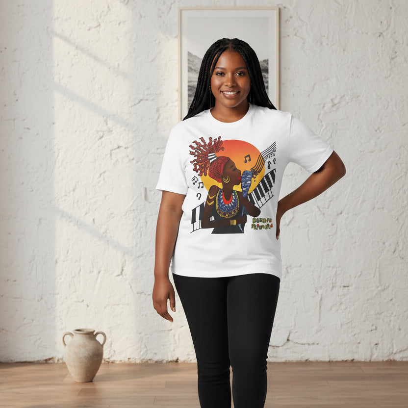 Afro Jazz Singer Graphic T-Shirt, Black History Music Tee, Unisex Garment-Dyed Shirt Printify