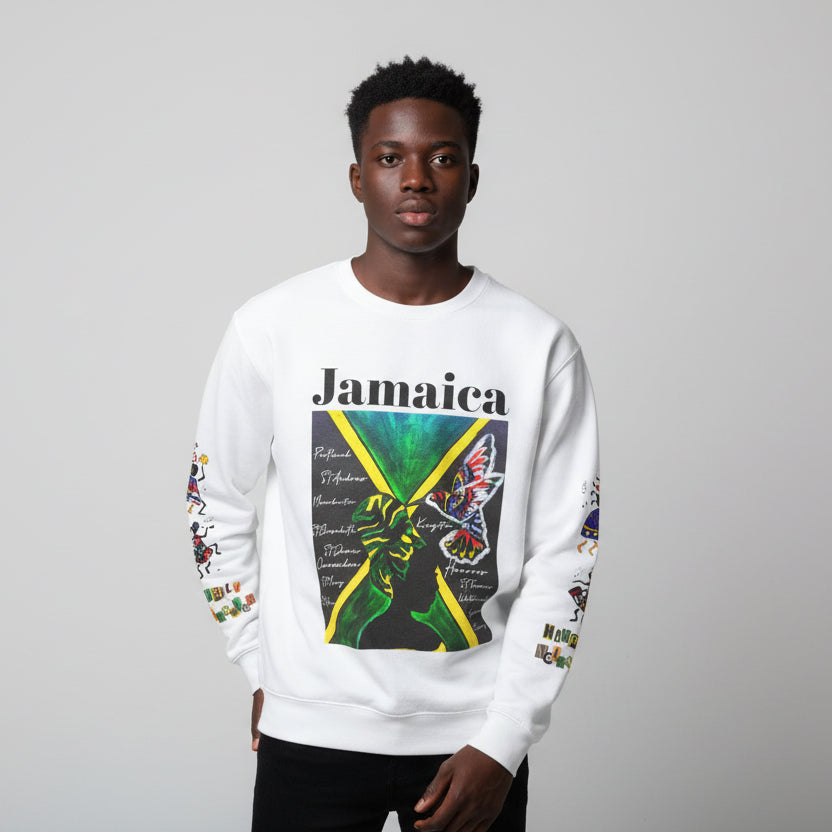 Hand-Drawn Afro Music Graphic Sweatshirt - Unisex Lightweight Crewneck