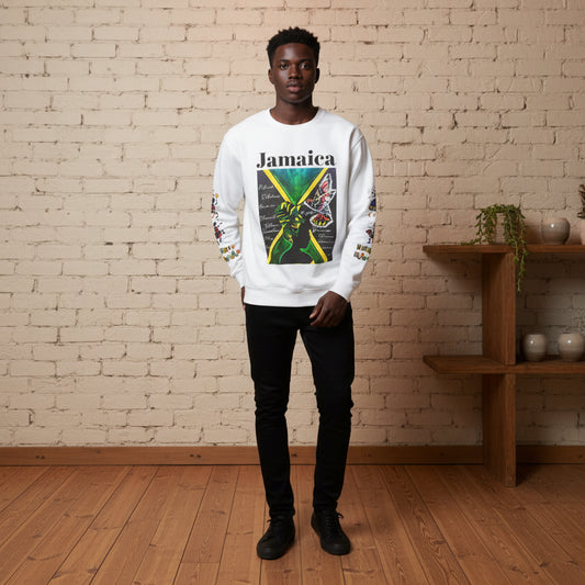 Hand-Drawn Afro Music Graphic Sweatshirt - Unisex Lightweight Crewneck