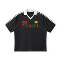 Grenada Flag Themed Graphic Collar Striped Soccer Jersey
