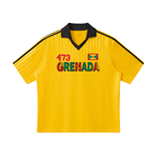 Grenada Flag Themed Graphic Collar Striped Soccer Jersey