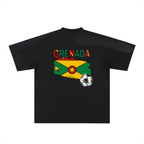 Grenada Flag Themed Graphic Mesh V-Neck Soccer Jersey