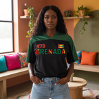 Grenada Flag Themed Graphic Mesh V-Neck Soccer Jersey
