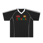 Grenada Flag Themed Graphic Stripe Collared Soccer Jersey