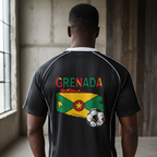 Grenada Flag Themed Graphic Stripe Collared Soccer Jersey