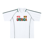 Grenada Flag Themed Graphic Stripe Collared Soccer Jersey