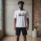 Grenada Flag Themed Graphic Stripe Collared Soccer Jersey