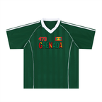 Grenada Flag Themed Graphic Stripe Collared Soccer Jersey
