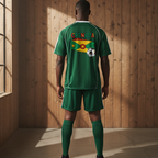 Grenada Flag Themed Graphic Stripe Collared Soccer Jersey
