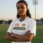 Grenada Flag Themed Graphic  V-Neck Soccer Jersey