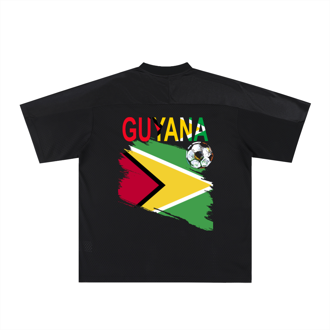 Guyana Flag Themed Unisex Graphic Oversized Mesh V-Neck Soccer Jersey