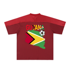 Guyana Flag Themed Unisex Graphic Oversized Mesh V-Neck Soccer Jersey