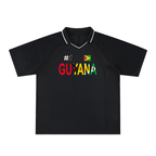Guyana Flag Themed Unisex Graphic Striped V-Neck Soccer Jersey