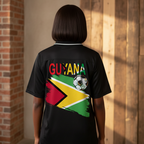 Guyana Flag Themed Unisex Graphic Striped V-Neck Soccer Jersey