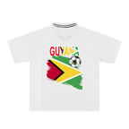 Guyana Flag Themed Unisex Graphic Striped V-Neck Soccer Jersey