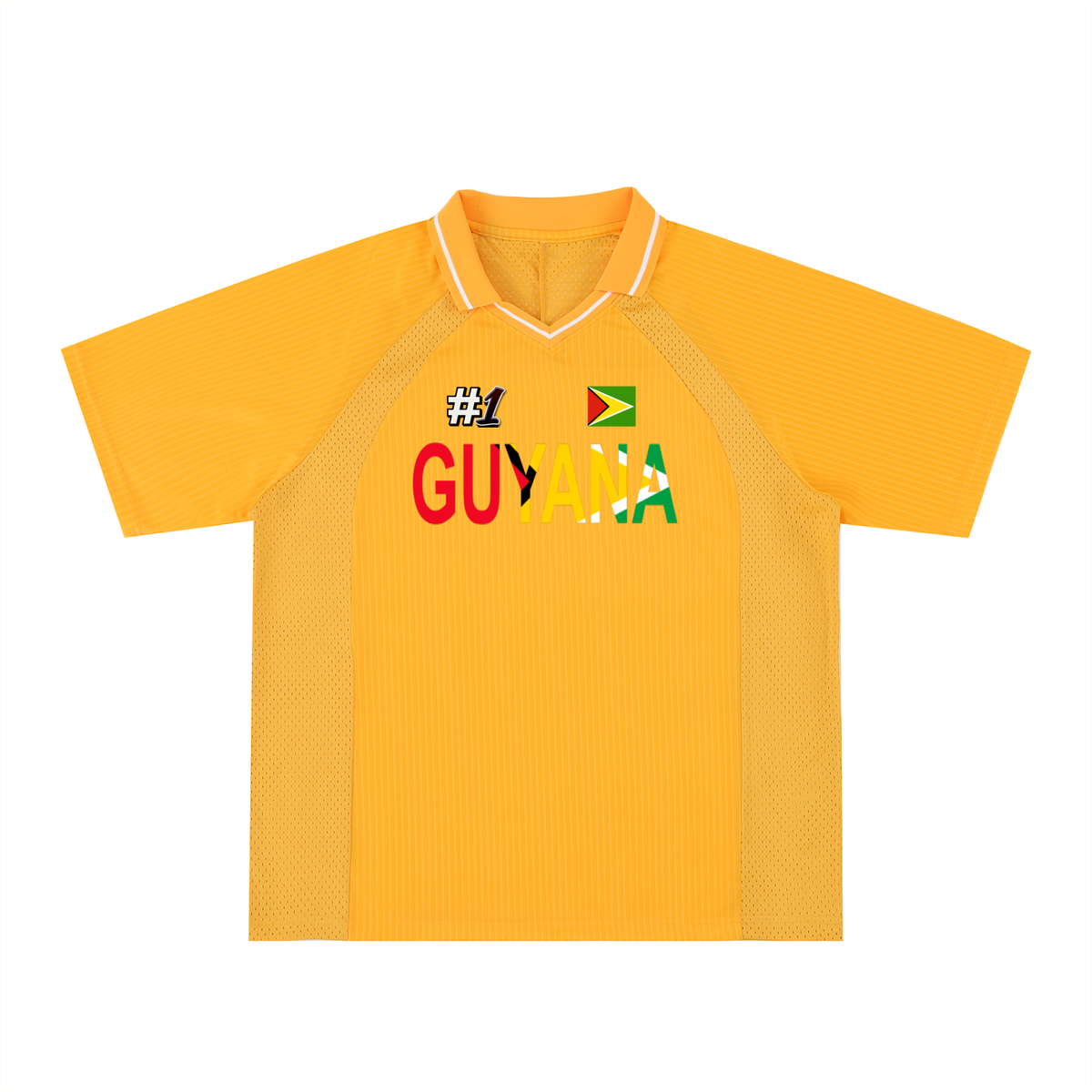 Guyana Flag Themed Unisex Graphic Striped V-Neck Soccer Jersey