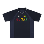 Guyana Flag Themed Unisex Graphic Striped V-Neck Soccer Jersey