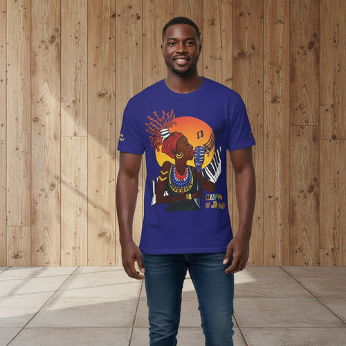 Afro Music Graphic Tee, Piano Art, Jazz Singer Shirt, Black History Unisex Tee, Music Lover Gift Printify