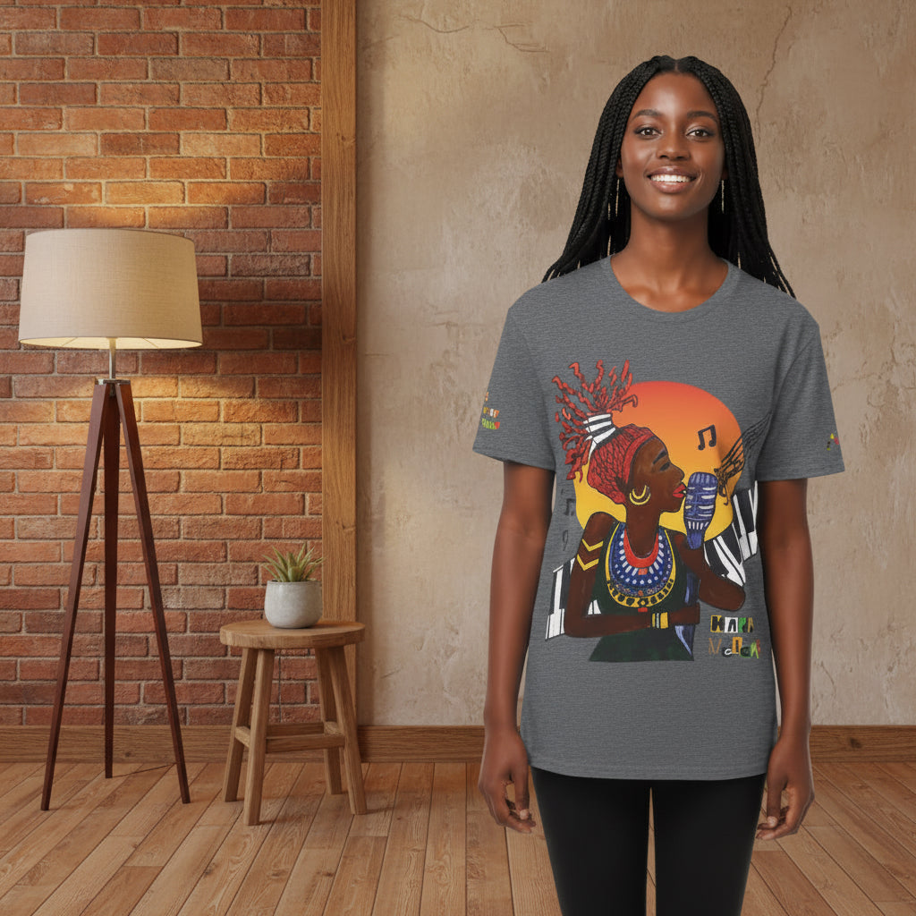 Afro Music Graphic Tee, Piano Art, Jazz Singer Shirt, Black History Unisex Tee, Music Lover Gift Printify