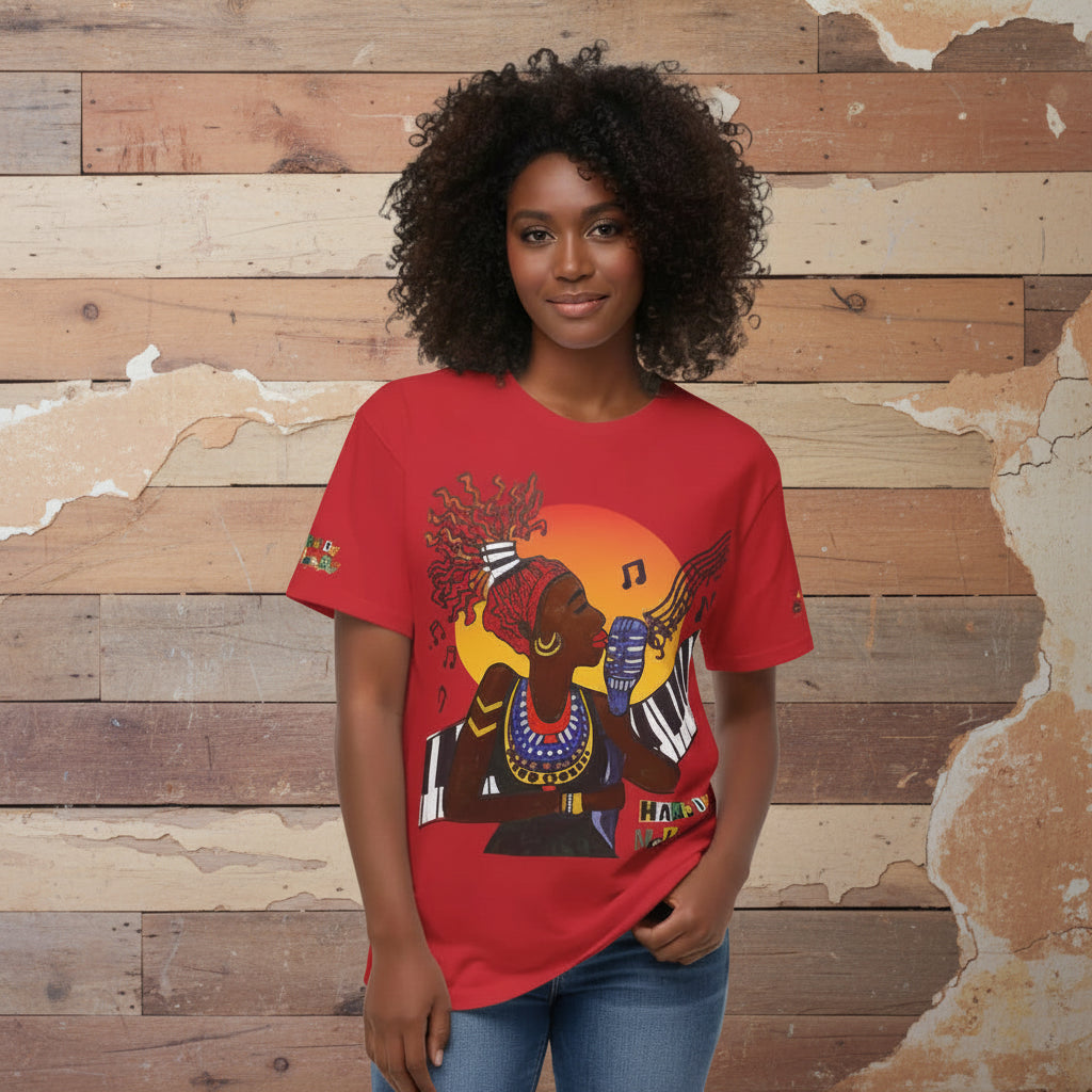 Afro Music Graphic Tee, Piano Art, Jazz Singer Shirt, Black History Unisex Tee, Music Lover Gift Printify