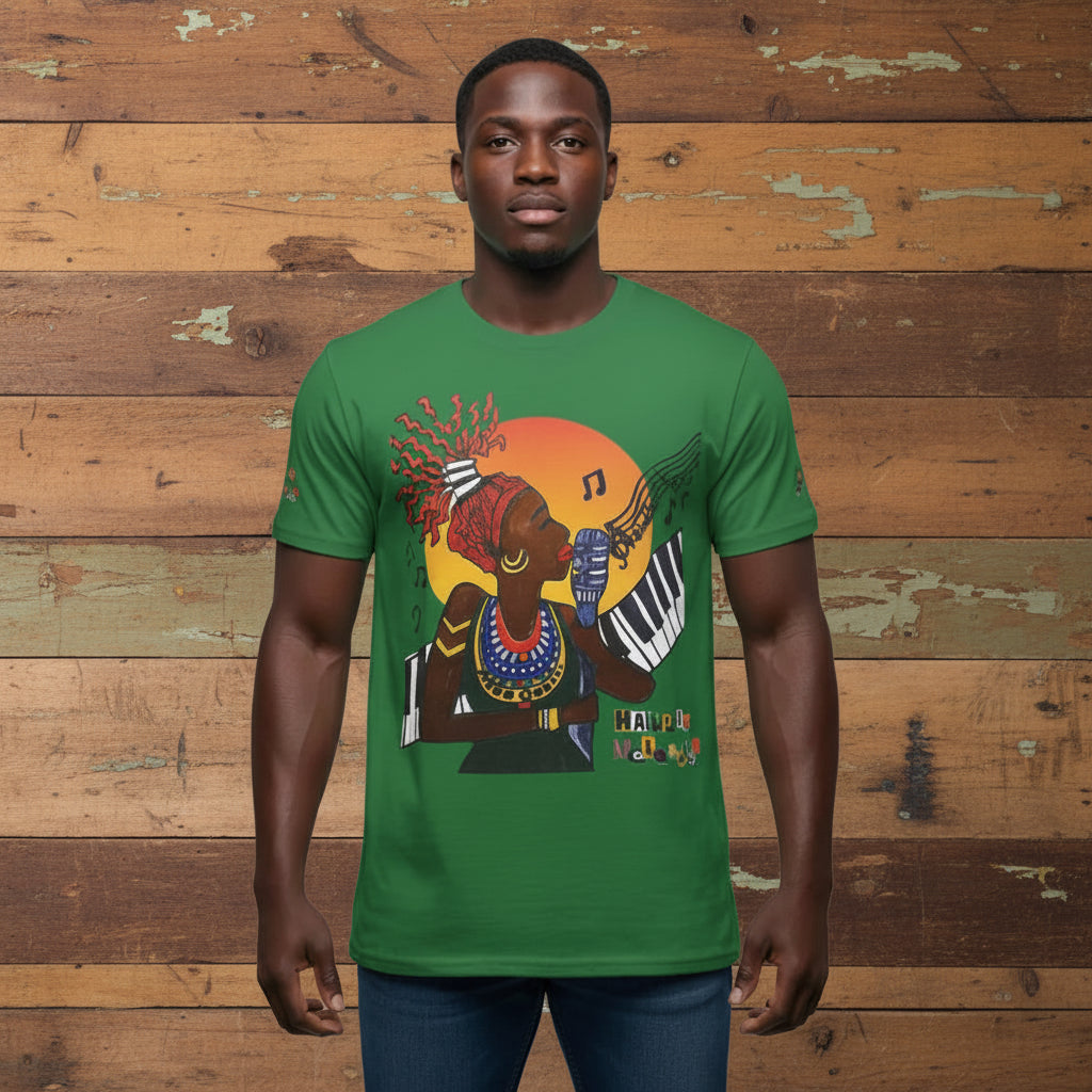 Afro Music Graphic Tee, Piano Art, Jazz Singer Shirt, Black History Unisex Tee, Music Lover Gift Printify