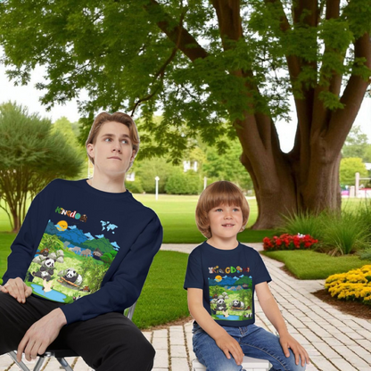 Wildlife Graphic Unisex Sweatshirt, Pandas & Elephants Design, Animal Lover Gift