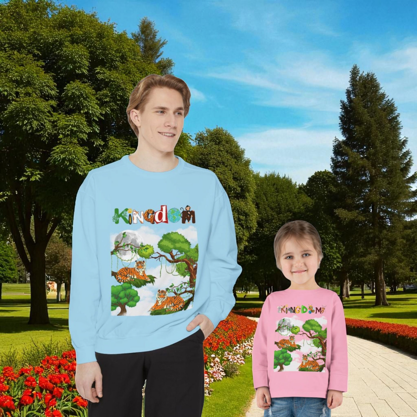 Tiger Jungle Unisex Sweatshirt, Wild Animals Garment-Dyed Jumper, Wildlife Sweatshirt, Tiger Print