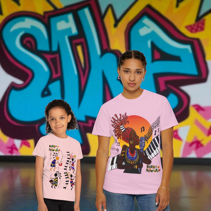 Afro Music Art Kids T-Shirt, Handcrafted Tee for Children, Kid's Graphic Tee