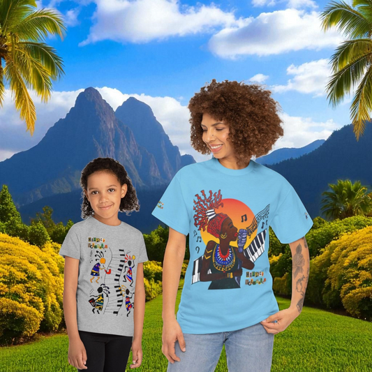 Afro Music Art Kids T-Shirt, Handcrafted Tee for Children, Kid's Graphic Tee