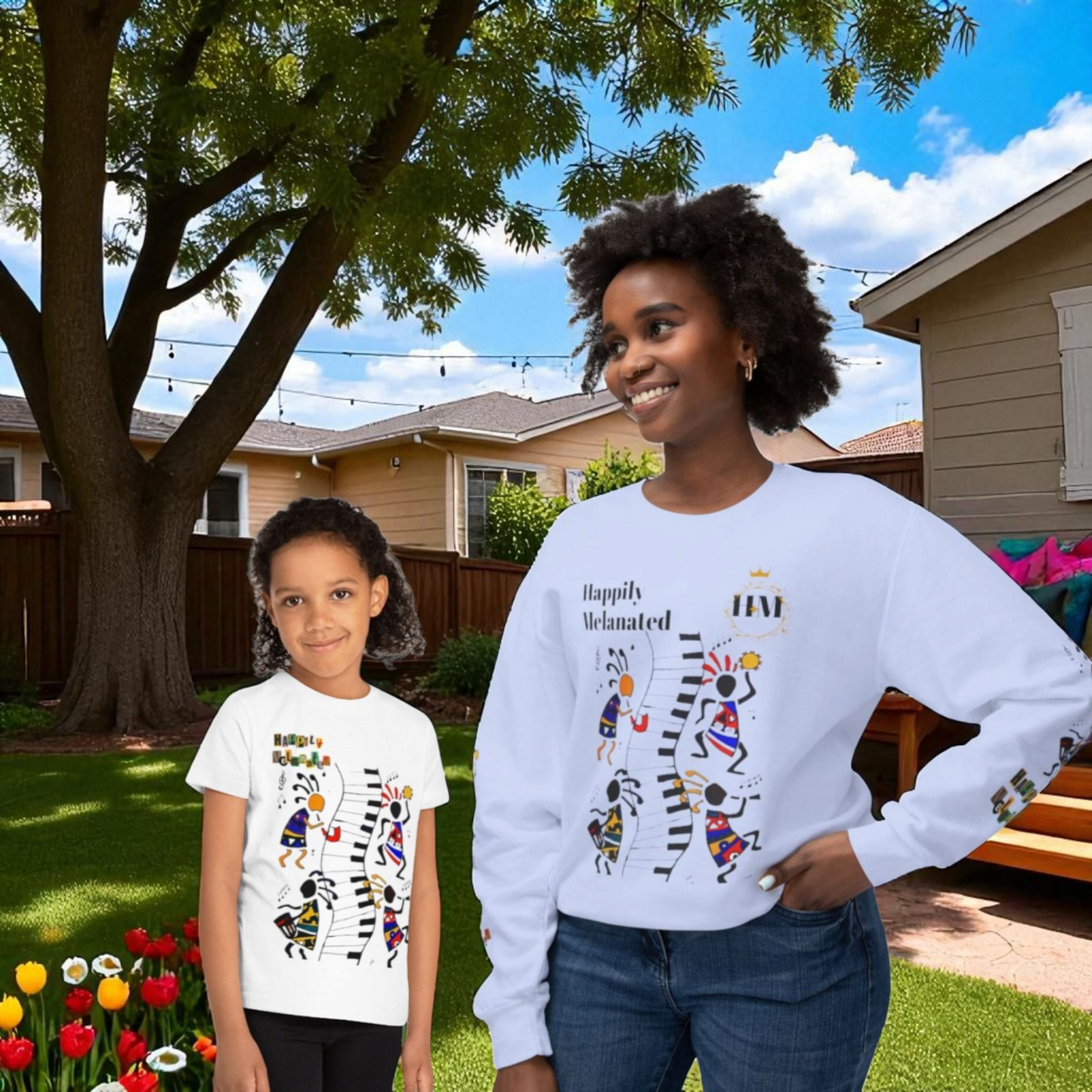 Afro Music Art Kids T-Shirt, Handcrafted Tee for Children, Kid's Graphic Tee