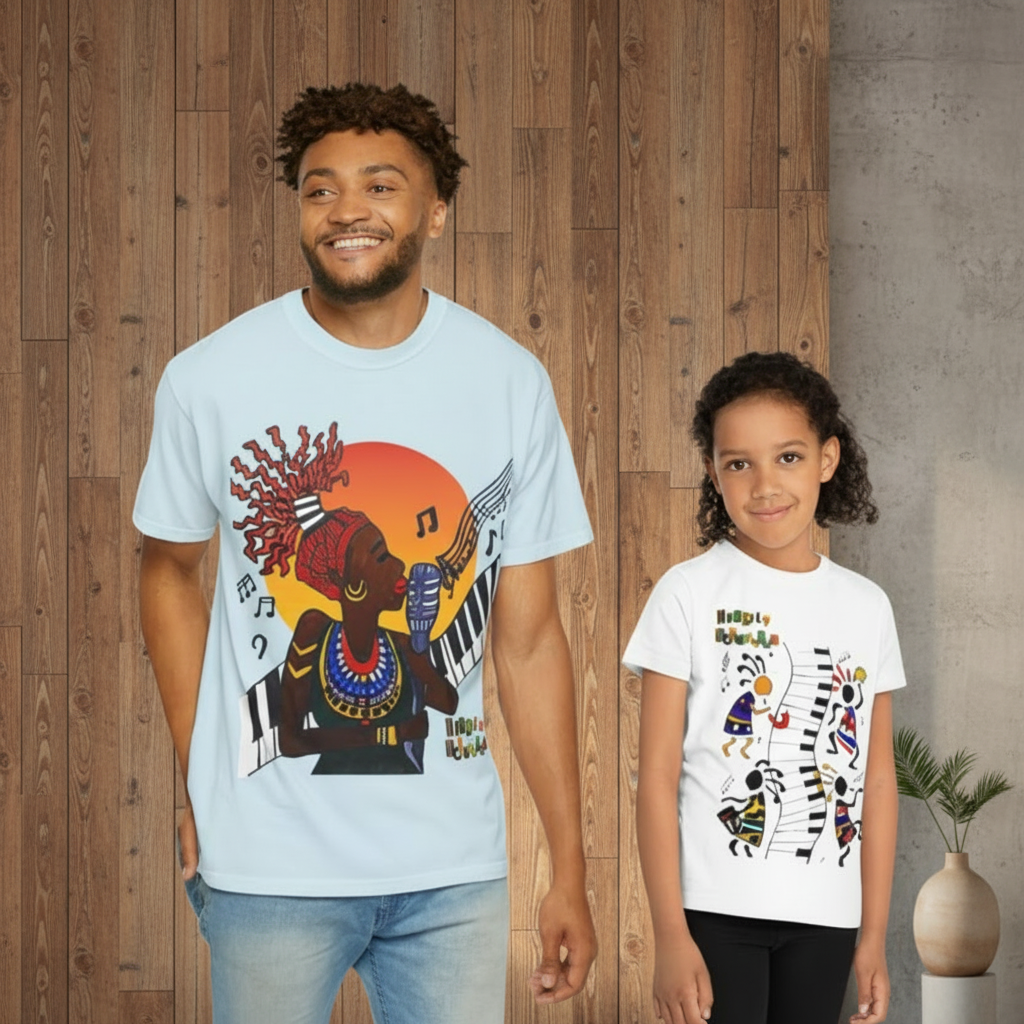 Afro Jazz Singer Graphic T-Shirt, Black History Music Tee, Unisex Garment-Dyed Shirt Printify