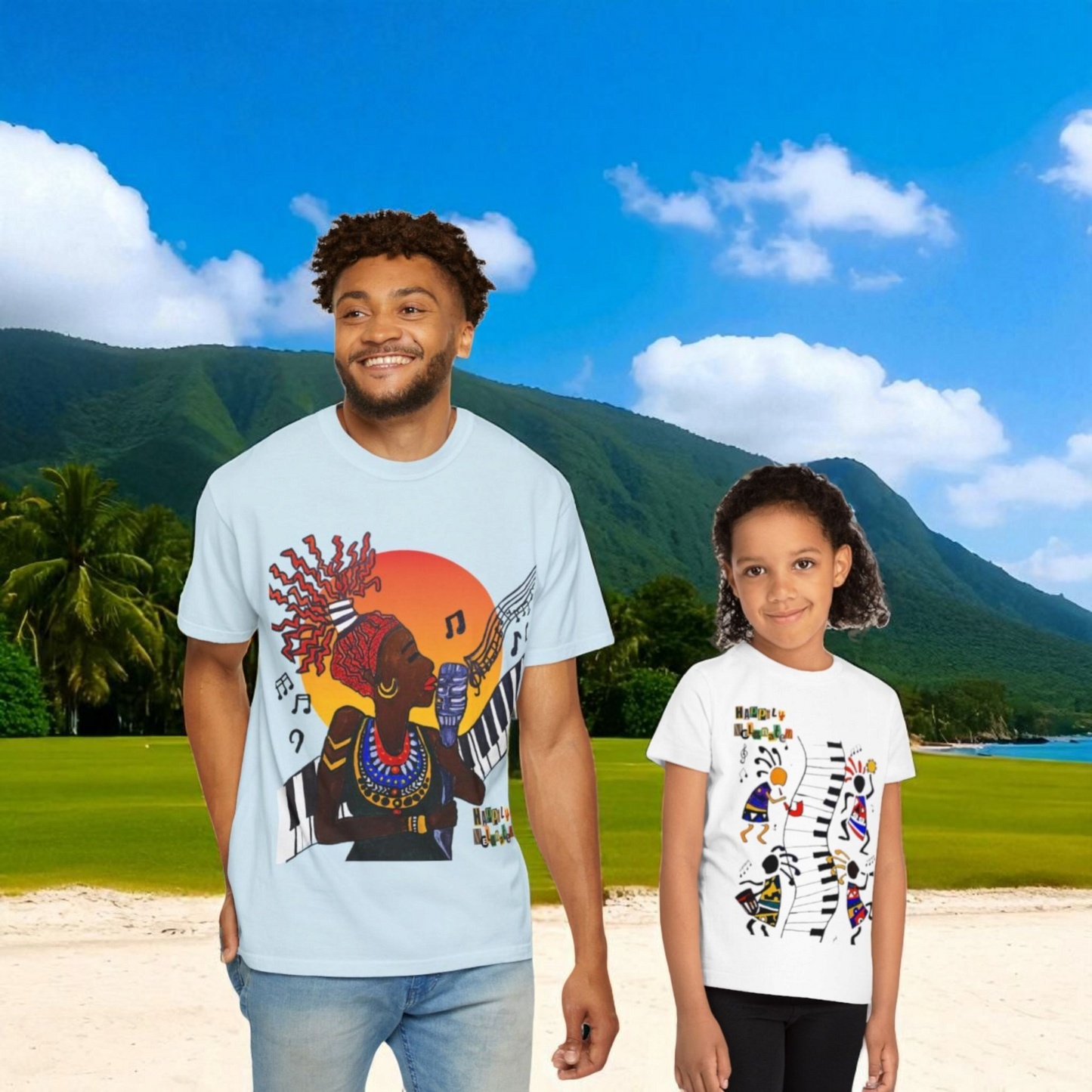 Afro Music Art Kids T-Shirt, Handcrafted Tee for Children, Kid's Graphic Tee