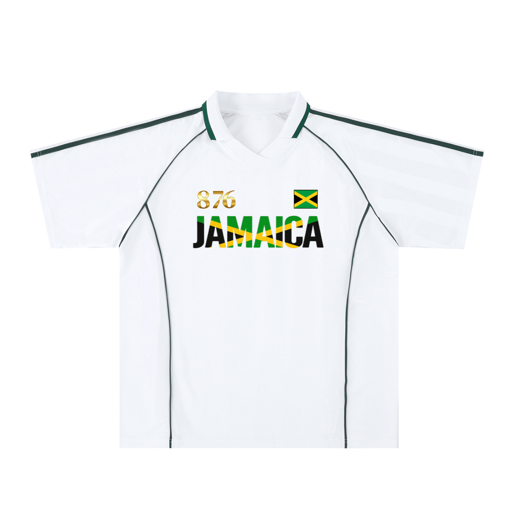 Jamaica Flag Themed Unisex Stripe Collared Soccer Jersey