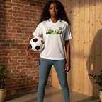 Jamaica Flag Themed Unisex Stripe Collared Soccer Jersey