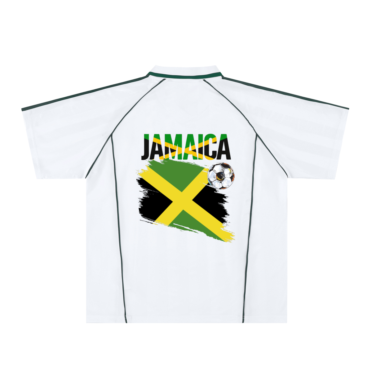 Jamaica Flag Themed Unisex Stripe Collared Soccer Jersey
