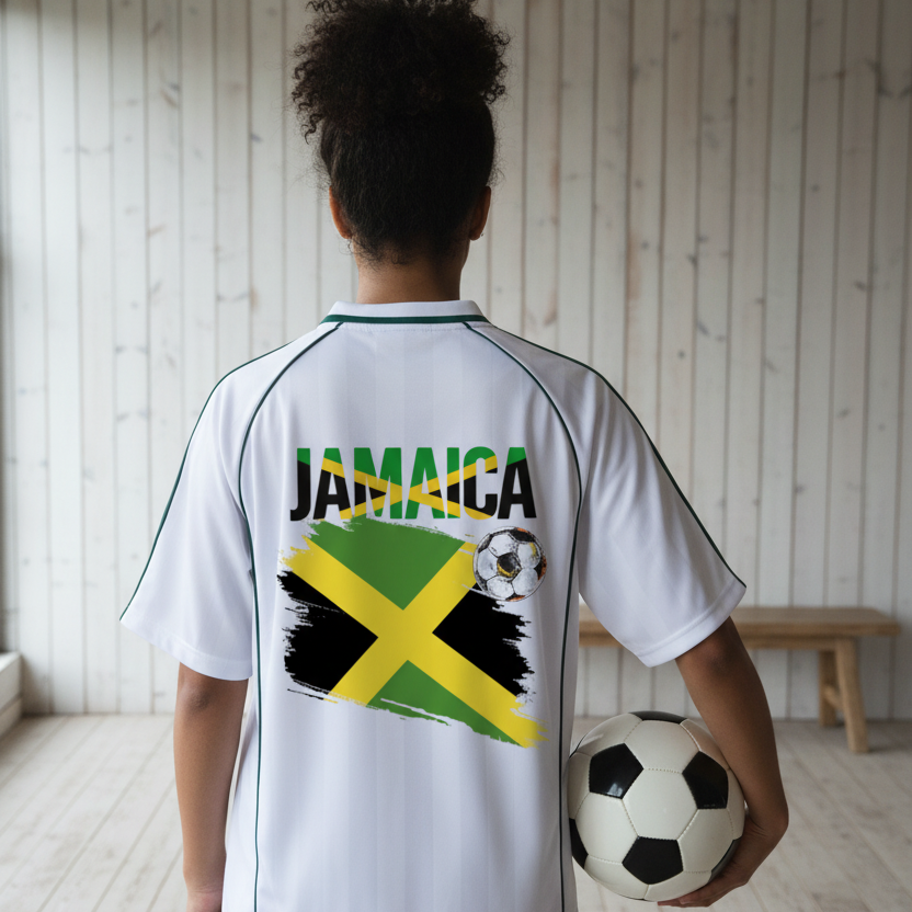 Jamaica Flag Themed Unisex Stripe Collared Soccer Jersey