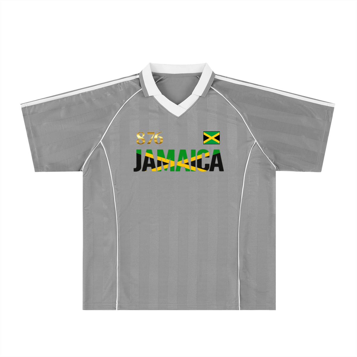 Jamaica Flag Themed Unisex Stripe Collared Soccer Jersey
