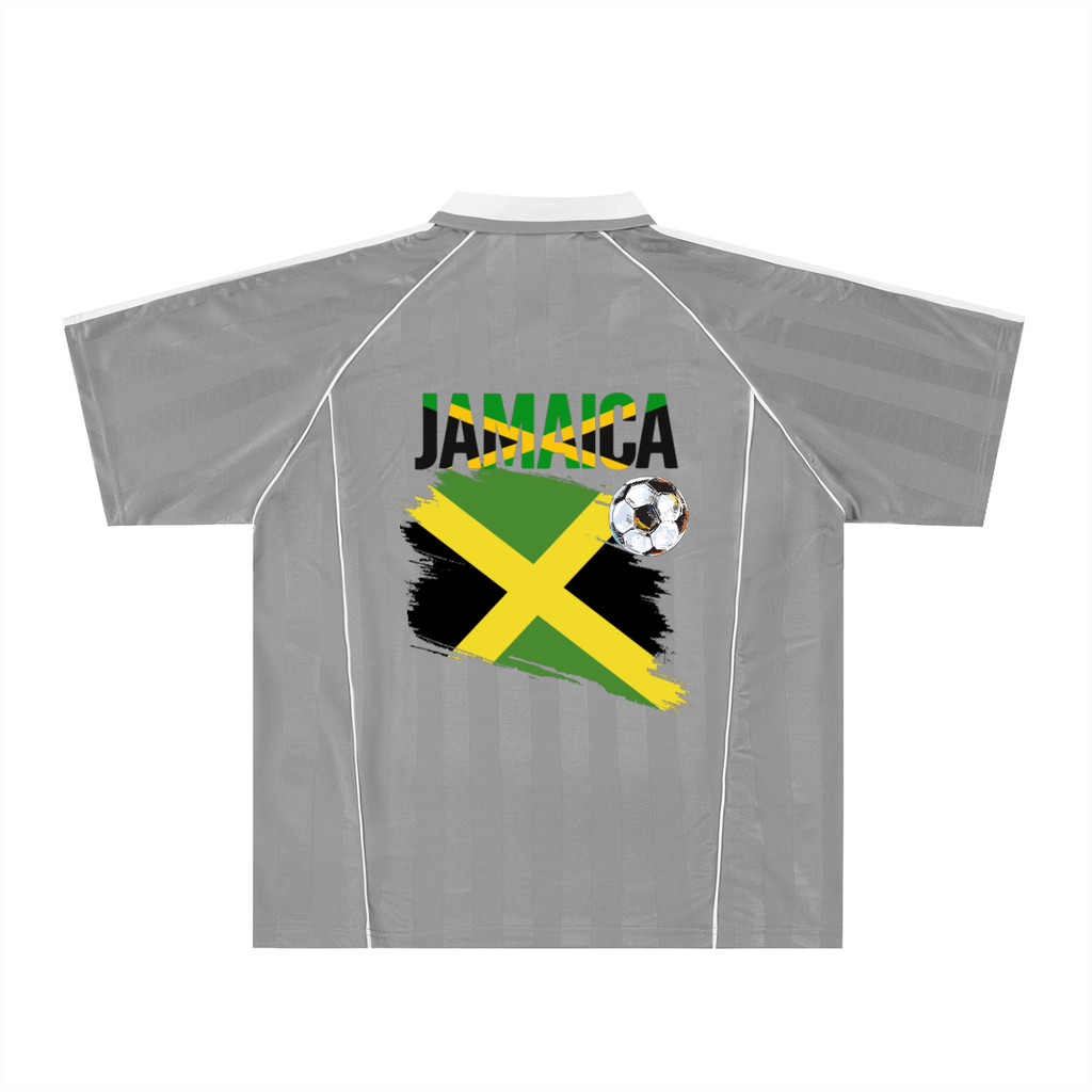 Jamaica Flag Themed Unisex Stripe Collared Soccer Jersey