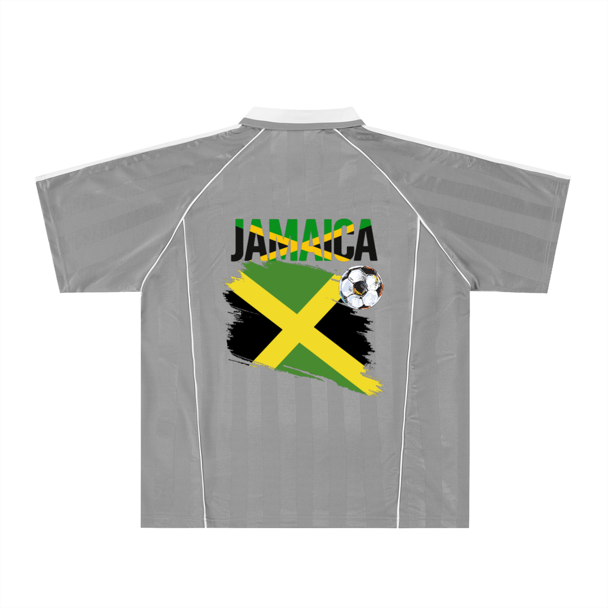 Jamaica Flag Themed Unisex Stripe Collared Soccer Jersey