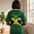 Jamaica Flag Themed Unisex Stripe Collared Soccer Jersey