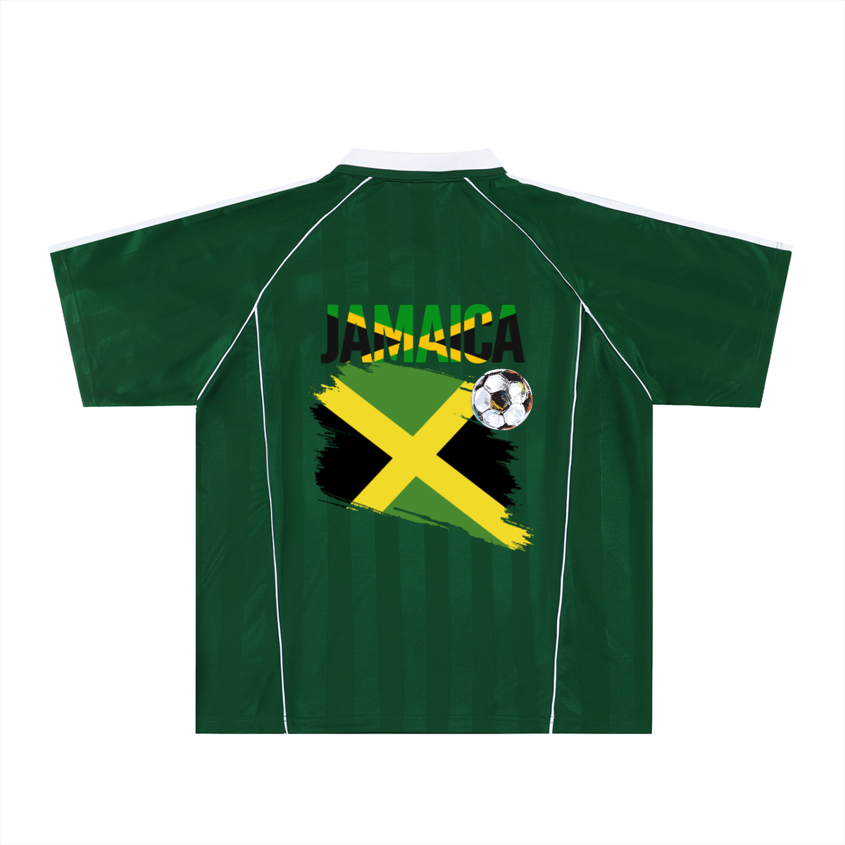 Jamaica Flag Themed Unisex Stripe Collared Soccer Jersey